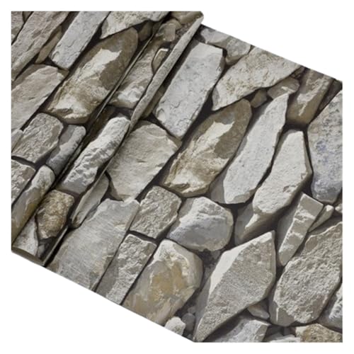 YZWHKJ Tapete Vliestapete Wasserdicht Weinlese 3D Steineffekt Tapete Rolle Moderne Rustic Realistic Faux Stein Textur Vinyl-PVC-Wand-Papier-Ausgangsdekor(04 Slate Grey) von YZWHKJ