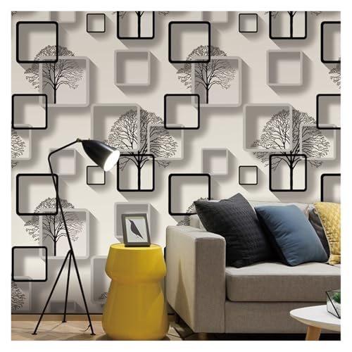YZWHKJ Tapete Vliestapete Weiß, Lila, Blau Moderne 3d Tapete for Wohnzimmer Schlafzimmer TV Hintergrund Home Dekoration Quadrate Muster Rolle(M00401) von YZWHKJ