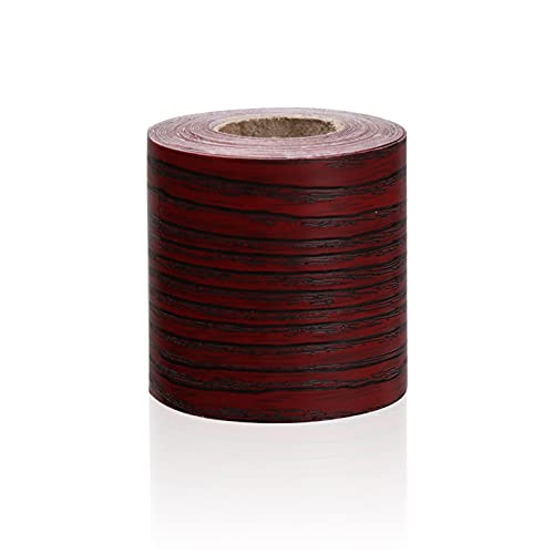 YZWHKJ Wandbordüre Selbstklebend 1 STÜCK Selbstklebende Holzkorn-Taille-Tapete wasserdicht PVC Wandgrenze Baseboard Aufkleber Vinyl Abziehbilder Wohnkultur(Wine Red,5cm x 5m) von YZWHKJ
