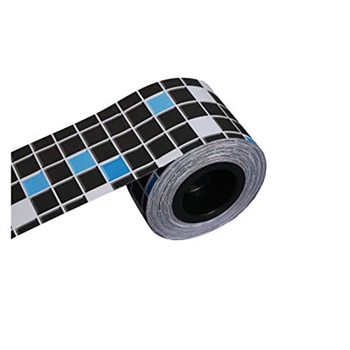 YZWHKJ Wandbordüre Selbstklebend 10M Taillen-Linie Wand-Sticker Holz Marmor Heizleiste Wasserdicht Self-Adhesive Kitchen Corner Border Tapeten-Fliese Dekorative Film(Mosaic Black) von YZWHKJ