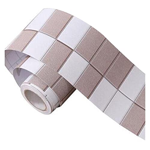 YZWHKJ Wandbordüre Selbstklebend 10M Taillen-Linie Wand-Sticker Holz Marmor Heizleiste Wasserdicht Self-Adhesive Kitchen Corner Border Tapeten-Fliese Dekorative Film(Mosaic Coffee) von YZWHKJ