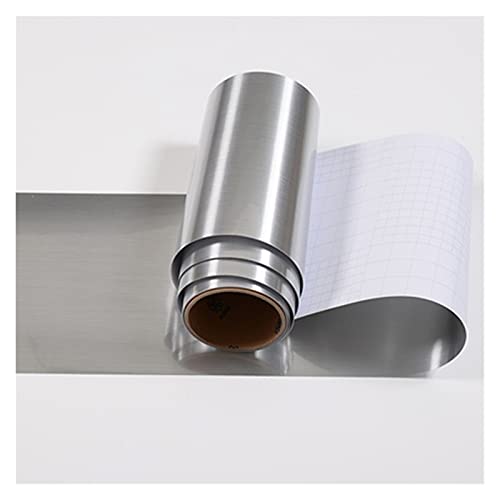 YZWHKJ Wandbordüre Selbstklebend 5M / 10M Wohnzimmer wasserdichte wanddekor taille line aufkleber baseboard tile decals DIY. Selbstklebende Festkörper-Tapetengrenze(Metal Silver,5mx10cm) von YZWHKJ