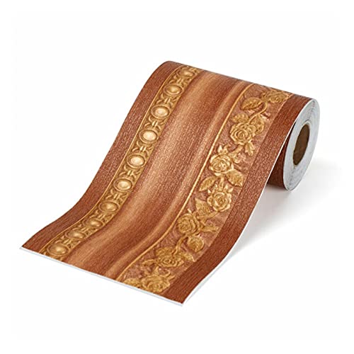 YZWHKJ Wandbordüre Selbstklebend 5M Wall Border-Aufkleber PVC Wasserdichte Baseboard Sockellinie Taille Linie Wandgrenze Wandaufkleber für Wohnzimmer(Light brown) von YZWHKJ