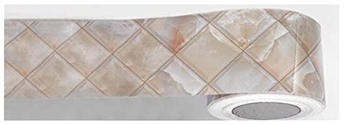 YZWHKJ Wandbordüre Selbstklebend Baseboard Wandaufkleber wasserdicht selbstklebend PVC Sockelleizzeile Marmormuster Holzkornfliesen Türrahmen Tapete(YA10104,12x500cm) von YZWHKJ