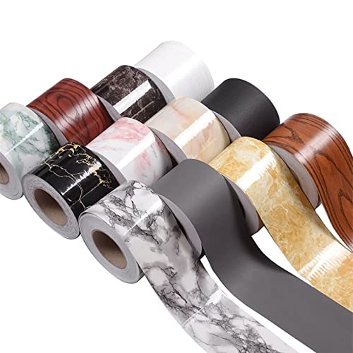 YZWHKJ Wandbordüre Selbstklebend Marmor-Baseboard-Wandaufkleber Selbstklebende wasserdichte Fliesen-Taille Linie Aufkleber Wohnzimmer Fenster-Sill-Rahmenboden-Tapete(QS-024,10CM x 3.0M) von YZWHKJ