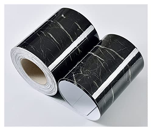 YZWHKJ Wandbordüre Selbstklebend Marmor-Taille Linie Tapete Selbstklebende praktische Wohnzimmer Badezimmer Spiegelmöbel Wasserdichte Taille Baseboard Aufkleber(Marble Jazz Black,5m x 10cm) von YZWHKJ