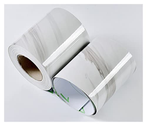 YZWHKJ Wandbordüre Selbstklebend Marmor-Taille Linie Tapete Selbstklebende praktische Wohnzimmer Badezimmer Spiegelmöbel Wasserdichte Taille Baseboard Aufkleber(Marble Jazz White,5m x 10cm) von YZWHKJ