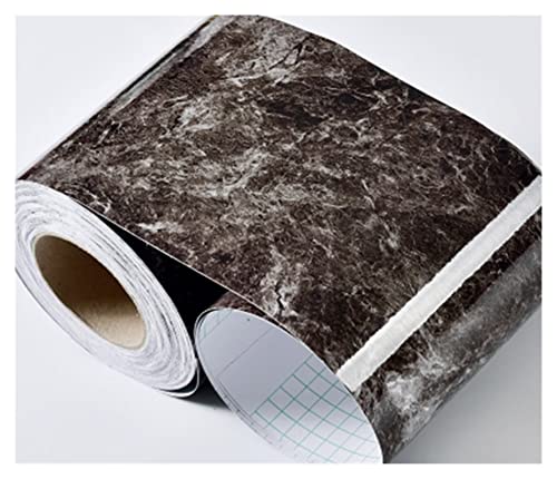 YZWHKJ Wandbordüre Selbstklebend Marmor-Taille Linie Tapete Selbstklebende praktische Wohnzimmer Badezimmer Spiegelmöbel Wasserdichte Taille Baseboard Aufkleber(Marble Light Black,10m x 10cm) von YZWHKJ