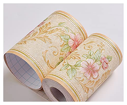 YZWHKJ Wandbordüre Selbstklebend PVC Selbstklebende Tapete 5m * 0.1m Fußleiste Wand Schlafzimmer Aufkleber Taillen-Linie wasserdichte Grenze cruris Linie Papel(YA11001) von YZWHKJ