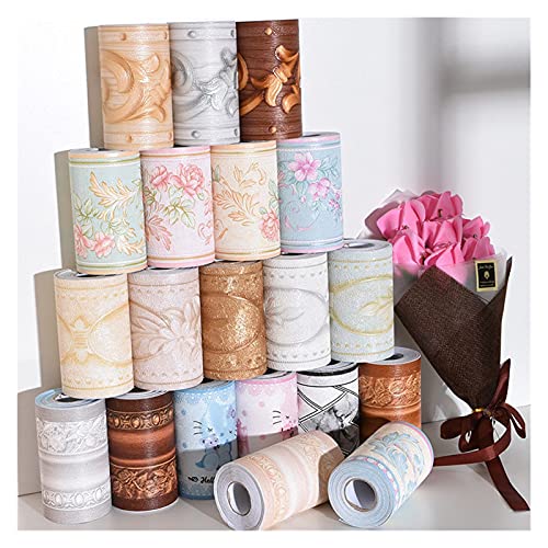 YZWHKJ Wandbordüre Selbstklebend Selbstklebende Baseboard Wandaufkleber Borders Wohnzimmer Küche Badezimmer Schlafzimmer Ecke Fensterbrett WASTLINE Tapete 10cm * 5m(9) von YZWHKJ