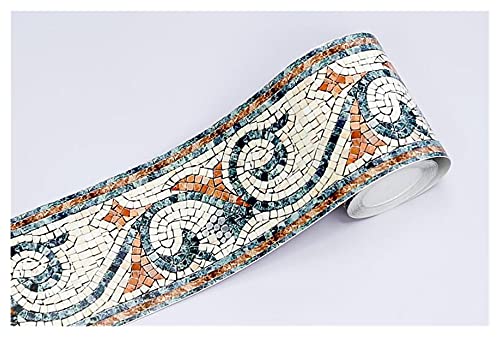 YZWHKJ Wandbordüre Selbstklebend Selbstklebende Baseboard Wasserdichte Badezimmer-Taille Border Rustikale Fliesenaufkleber Vintage Tapete Grenzen Wandpapier(1) von YZWHKJ
