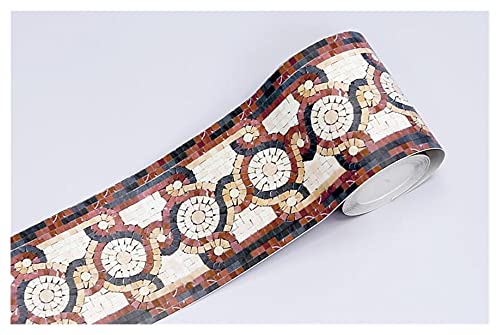 YZWHKJ Wandbordüre Selbstklebend Selbstklebende Baseboard Wasserdichte Badezimmer-Taille Border Rustikale Fliesenaufkleber Vintage Tapete Grenzen Wandpapier(3) von YZWHKJ