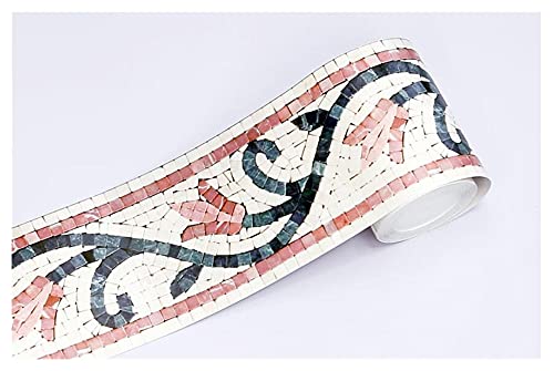 YZWHKJ Wandbordüre Selbstklebend Selbstklebende Baseboard Wasserdichte Badezimmer-Taille Border Rustikale Fliesenaufkleber Vintage Tapete Grenzen Wandpapier(4) von YZWHKJ