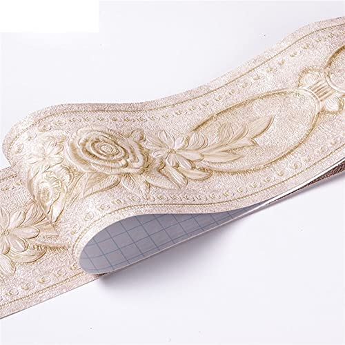YZWHKJ Wandbordüre Selbstklebend Wasserdichte Baseboard Selbstklebende 5m Länge Hüfter Rand Wandaufkleber Relief Rustikale Fliesen Vintage Tapete Grenzen(Brown peony) von YZWHKJ