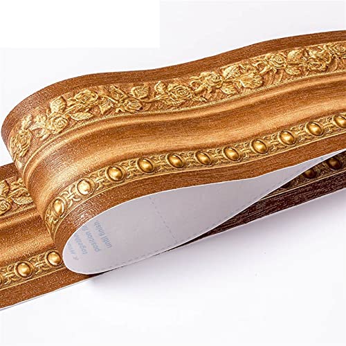 YZWHKJ Wandbordüre Selbstklebend Wasserdichte Baseboard Selbstklebende 5m Länge Hüfter Rand Wandaufkleber Relief Rustikale Fliesen Vintage Tapete Grenzen(Light brown european) von YZWHKJ