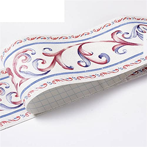 YZWHKJ Wandbordüre Selbstklebend Wasserdichte Baseboard Selbstklebende 5m Länge Hüfter Rand Wandaufkleber Relief Rustikale Fliesen Vintage Tapete Grenzen(White vine flower) von YZWHKJ