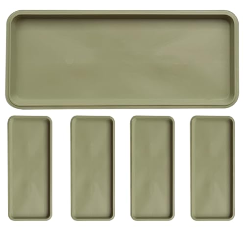 Abtropfschale, Kunststoff Auffangwanne, Einteilig Geformt, mit Erweitertem Rand, Hohe Temperaturbeständigkeit, für Den Innen- und Außenbereich (5 Stück)(Green,39x16x2cm/15x6x0.8in) von YZWZZXC