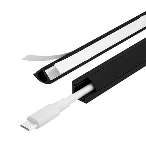 YZWZZXC 100 cm Boden Kabelkanal für Ecken, Bodenkabelschutz, PVC-Verlängerungskabelversteck, mit Selbstklebender Rückseite für Das Homeoffice Oder Den Außenbereich(Black,14mm/0.6in) von YZWZZXC
