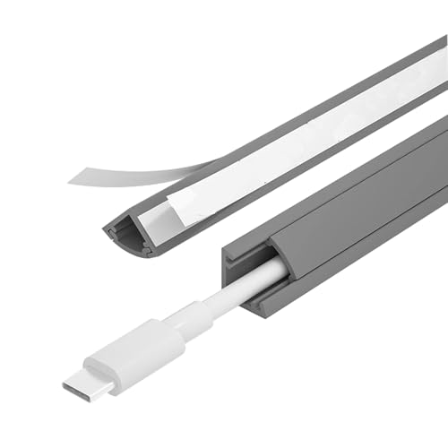 YZWZZXC 100 cm Boden Kabelkanal für Ecken, Bodenkabelschutz, PVC-Verlängerungskabelversteck, mit Selbstklebender Rückseite für Das Homeoffice Oder Den Außenbereich(Gray,11mm/0.4in) von YZWZZXC