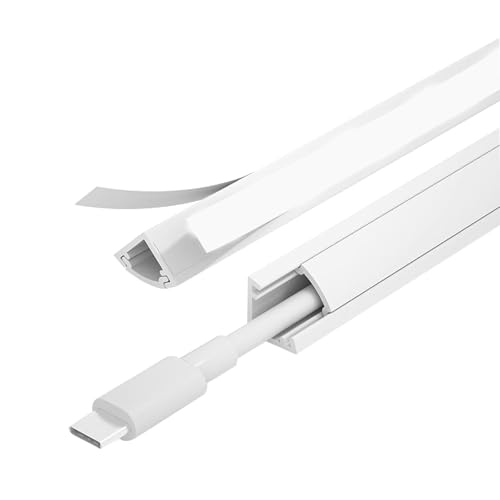 YZWZZXC 100 cm Boden Kabelkanal für Ecken, Bodenkabelschutz, PVC-Verlängerungskabelversteck, mit Selbstklebender Rückseite für Das Homeoffice Oder Den Außenbereich(White,14mm/0.6in) von YZWZZXC