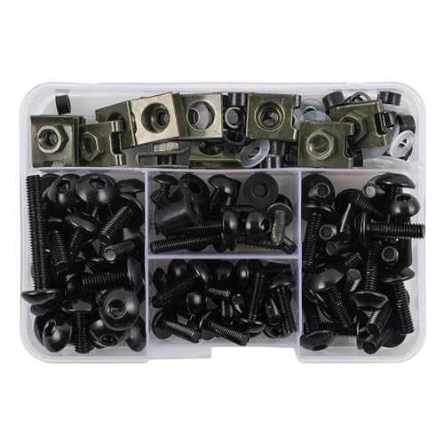 YZXOOP Karosserieschrauben Verkleidungsschrauben- Und Muttern-Set Für Aprilia Tuono Mille RS50 125 250 Pegaso 650, Karosserieschrauben-Set, 177-teilig Motorrad-Verkleidungsschrauben(Schwarz) von YZXOOP