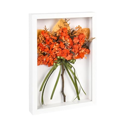 Herbstblumen für Tischdekoration, getrocknete Blumen, Blumenstrauß in 30,5 cm Rahmen, Wohnzimmer, Schlafzimmer, Küche, Herbstdekor (Orange) von YZXZM