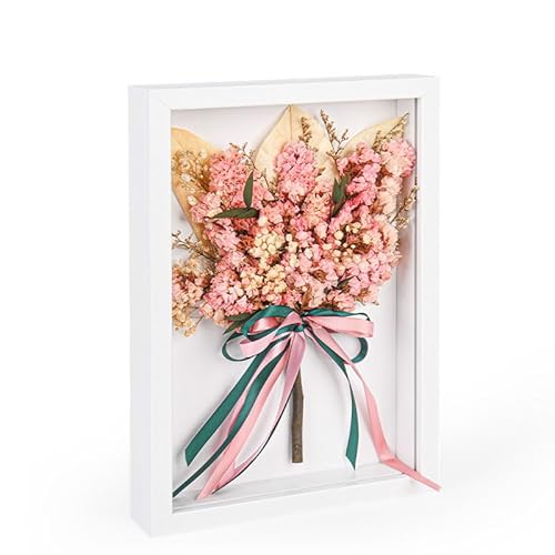 Trockenblumenstrauß für Tischdekoration, rosa Blumen im 30,5 cm Rahmen, Sring Sommerblumen Heimdekorationen von YZXZM
