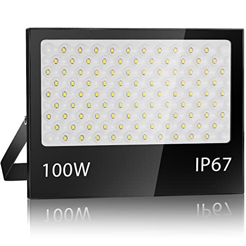 YZYFACAI 100W LED Strahler Außen，10000LM LED Scheinwerfer，7000K Kaltweiß Scheinwerfer,IP67 Wasserfest Fluter，für Hinterhof,Innenhöfe,Garage,Flur,Garten von YZYFACAI