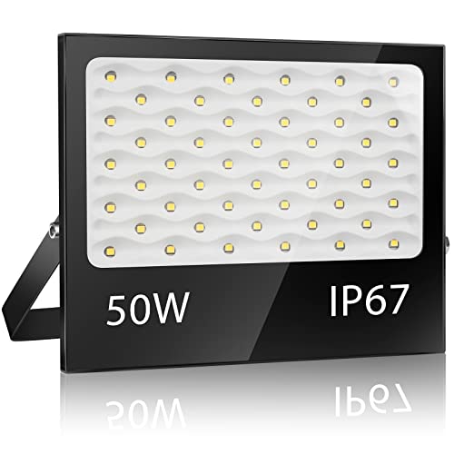 YZYFACAI 50W LED Strahler Außen，5000LM LED Scheinwerfer，7000K Kaltweiß Scheinwerfer,IP67 Wasserfest Fluter，für Hinterhof,Innenhöfe,Garage,Flur,Garten von YZYFACAI