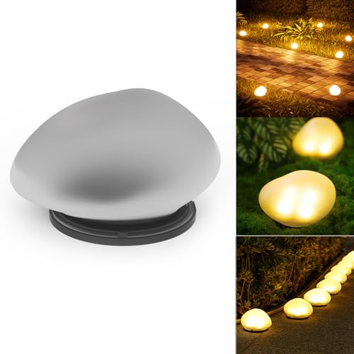 YZYOE LED solarbetriebene Wärmer Stein Lichter, warmes Licht im Freien Innenhof dekorative Fliesen Stein Lichter Wireless Twilight zu Dawn wasserdichte Garten Straße Landschaftslampe. von YZYOE