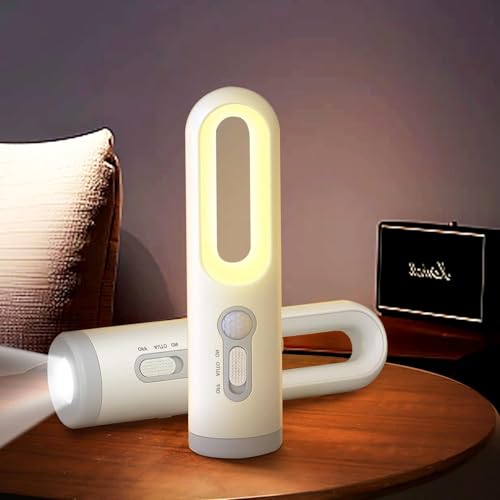 YZYOE LED wiederaufladbare Nachttischlampe mit Bewegungssensor, tragbares weißes Licht im Freien und warmes Licht zwei in einem Multifunktionslicht, Camping Lernen Hausarbeit Augenschutz Nachtlicht. von YZYOE