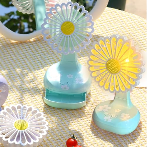 YZYOE Mini-Ladeventilator mit LED-Licht, netter grüner Chrysantheme geformter kleiner Ventilator, 3-Modus Multifunktional mit Aufbewahrungsbox und Ständer. YZYOE Mini-Ladeventilator mit LED-Licht, netter grüner Chrysantheme geformter kleiner Ventilator, 3-Modus Multifunktional mit Aufbewahrungsbox und Ständer. von YZYOE
