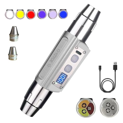 YZYOE Sechs LED-Erkennung Jade Licht Taschenlampe, Outdoor Mineral Edelstein Kristall Bienenwachs Erkennung Licht, Weiß Gelb Rot Blau Lichter 395nm und 365nm UV. von YZYOE