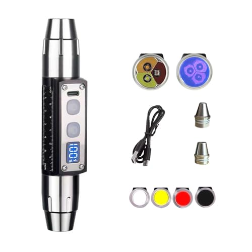 YZYOE Ultra Bright Jade Erkennung Taschenlampe, Edelstein Mineral Erkennung Lampe mit Stromanzeige, Verstärkt 365nm UV-schwarzer Spiegel schwarzer Stift, weißes Licht, gelbes Licht, rotes Lampe. YZYOE Ultra Bright Jade Erkennung Taschenlampe, Edelstein Mineral Erkennung Lampe mit Stromanzeige, Verstärkt 365nm UV-schwarzer Spiegel schwarzer Stift, weißes Licht, gelbes Licht, rotes Lampe. von YZYOE