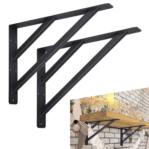 ShengBang 2 Stück robuste Arbeitsplattenhalterung, schwarze Regalhalterung, DIY-Wandhalterung, spart Platz für Ihren Schreibtisch (40,6 x 30,5 x 5,1 cm) von YZZHAJ