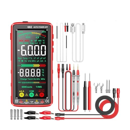 681/682/683 Pro 6000 Zählen Wiederaufladbares Digitalmultimeter Berührungsloser Spannungsprüfer Strommesser Elektrisches Messwerkzeug(682 red pro) von YZZMY