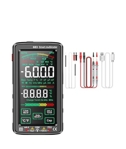 681/682/683 Pro 6000 Zählen Wiederaufladbares Digitalmultimeter Berührungsloser Spannungsprüfer Strommesser Elektrisches Messwerkzeug(683 Black) von YZZMY