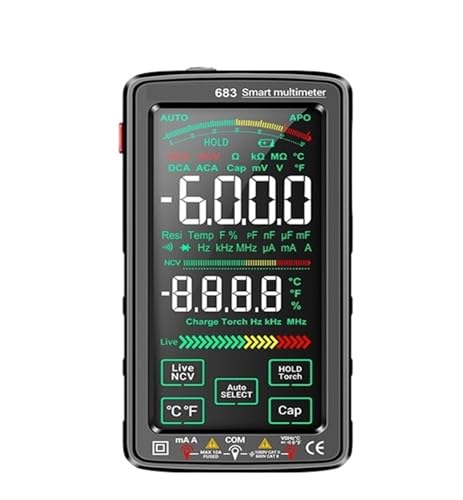 683 Multimeter High-End-Touch 6000 Zählt Multimetro Test Wiederaufladbarer Multitester AC/DC Spannungstester Stromwerkzeug(683 Red Pro) von YZZMY