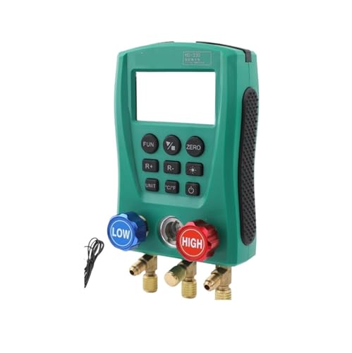 HS-330 Kälte-Vakuummeter Digitaler Verteiler HVAC-Klimaanlage Vakuumdruck-Temperaturmessgerät Tester(1gauge and 2Clamp) von YZZMY