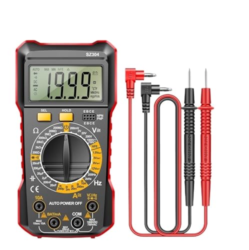 SZ304 Digital-Multimeter AC/DC Voltmeter Amperemeter Berührungslose Spannung Elektrischer Strom Tester Hz Diode Kondensator(SZ304 Red) von YZZMY