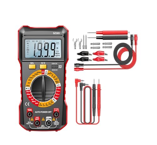 SZ305 1999 Count Professionelles Multimeter AC/DC Spannungstester Amperemeter Kondensator hFE Triode Hz Elektriker Werkzeug(SZ305 Red Pro) von YZZMY