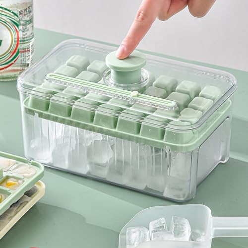 Eiswürfelbehälter in Lebensmittelqualität mit Deckel, ein Klick, um Eiswürfel zu erhalten, BPA-frei, 56 doppellagige Gitter, machen Sie Internet-Promi-Fruchteiswürfel! von YZZT