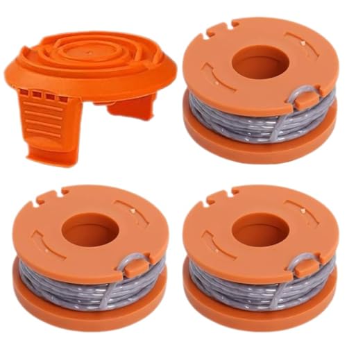 YZZT 4 x Rasentrimmerspule, kompatibel mit Mac Allister MGTP18Li Trimmerschnur, 1,65 mm, Autofeed-Ersatz-Rasentrimmerspulen für Macallister Rasentrimmer (3 Spule + 1 Abdeckung) von YZZT