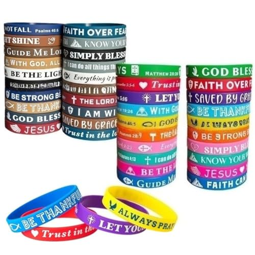 YZZT 40 Stück Bibel-Armbänder, Glaube, Bibelversen, Gummi-Armbänder, christliches Geschenk für Männer und Frauen, Vers, Gummi-Armbänder, inspirierende Sprüche, religiöse Armbänder für Party, Kirche YZZT 40 Stück Bibel-Armbänder, Glaube, Bibelversen, Gummi-Armbänder, christliches Geschenk für Männer und Frauen, Vers, Gummi-Armbänder, inspirierende Sprüche, religiöse Armbänder für Party, Kirche von YZZT
