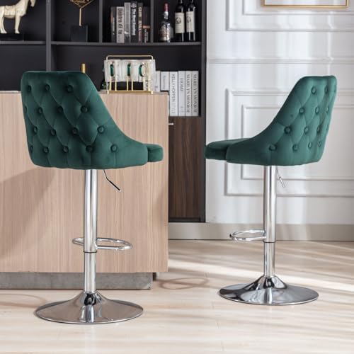 Ya-Home Barhocker 2er Set Barstuhl mit lehne und Metall Küchenhocker Thekenhocker Höhenverstellbar drehbarer bistrohocker Samt für Kücheninsel/Hausbar von Ya-Home