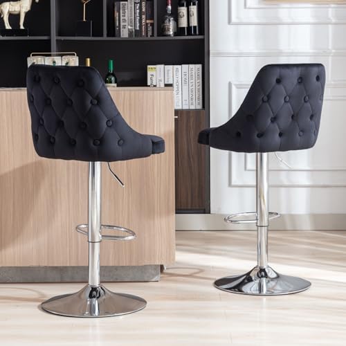 Ya-Home Barhocker 2er Set Barstuhl mit lehne und Metall Küchenhocker Thekenhocker Höhenverstellbar drehbarer bistrohocker Samt für Kücheninsel/Hausbar von Ya-Home