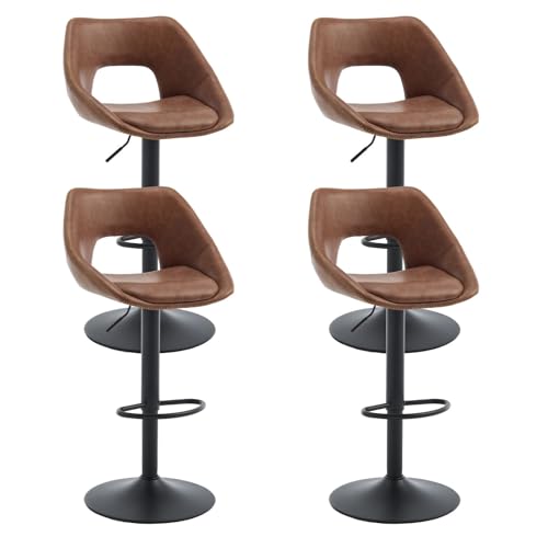 Ya-Home Barhocker 4er Set, Barstühle höhenverstellbar, Küchenhocker 360° drehbar, Tresenhocker mit Rückenlehne, Schwarze Fußstütze, Kunstleder, Braun Ya-Home Barhocker 4er Set, Barstühle höhenverstellbar, Küchenhocker 360° drehbar, Tresenhocker mit Rückenlehne, Schwarze Fußstütze, Kunstleder, Braun von Ya-Home
