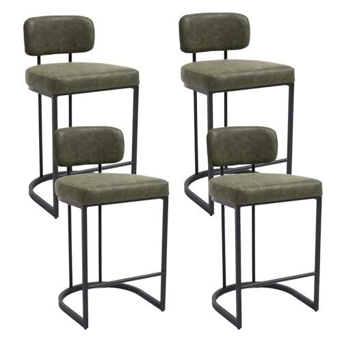 Ya-Home Barhocker 4er Set, Bistrohocker mit Fußstütze, Barstühle mit Metallgestell, Küchenhocker mit breitem Sitzkissen, Kunstleder, Grün von Ya-Home