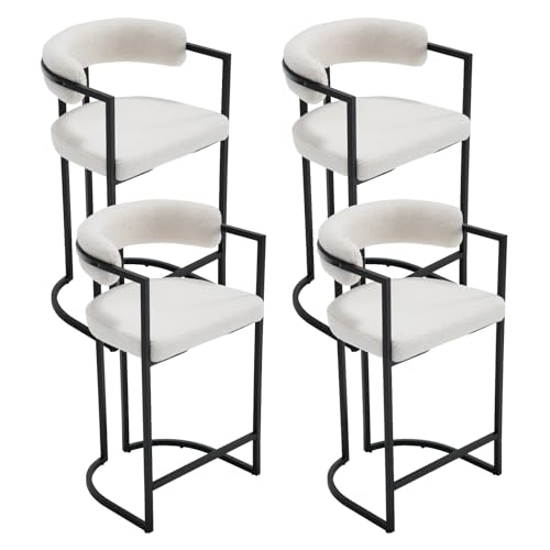 Ya-Home Barhocker 4er Set, Kunstfell Barstuhl Küchenstuhl mit Metallgestell in Schwarz Moderne Tresenhocker Bistrohocker für Kücheninsel, Bar, Esszimmer, Weiß Ya-Home Barhocker 4er Set, Kunstfell Barstuhl Küchenstuhl mit Metallgestell in Schwarz Moderne Tresenhocker Bistrohocker für Kücheninsel, Bar, Esszimmer, Weiß von Ya-Home