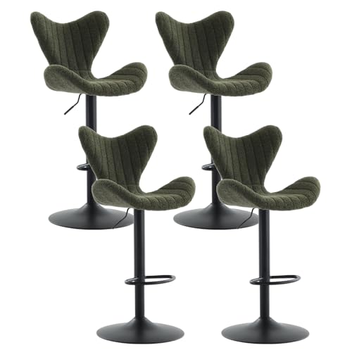 Ya-Home Barhocker 4er Set aus Chenille Barstuhl höhenverstellbar mit Fußstütze Thekenhocker drehbar mit Lehne, Grün von Ya-Home
